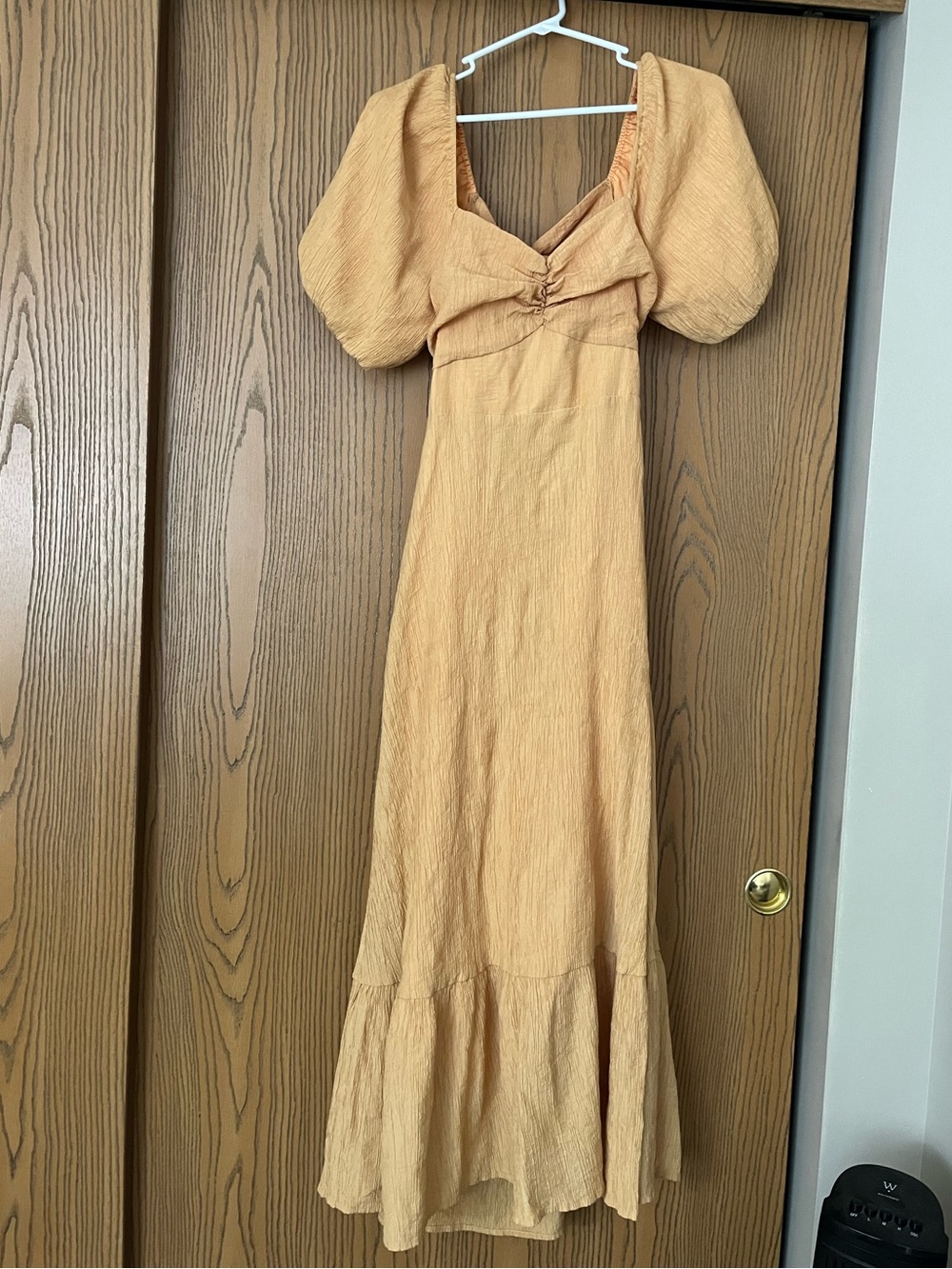 Women’s Vici Collection Free The Roses Puff-Sleeve Maxi Dress Orange Open Back M